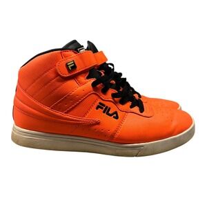 Fila Vulc 13 Mid High Top Sneakers Men’s 9 Orange‎ Black Strap Lace Up Shoes